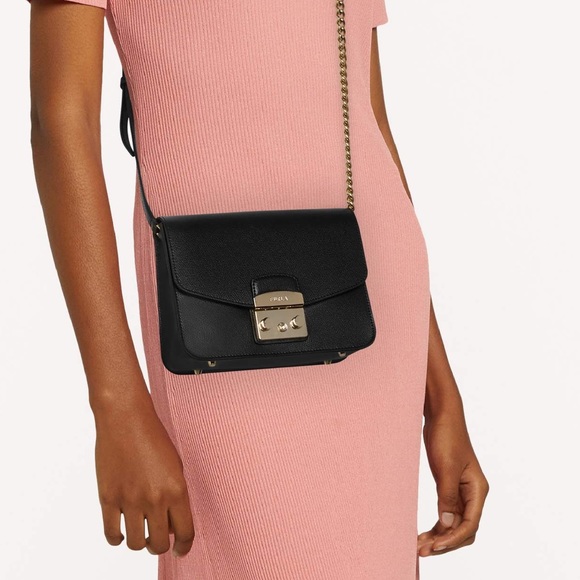 Furla Metropolis Mini Cross-body Bag | textured leather gold-tone chain strap - Picture 2 of 13